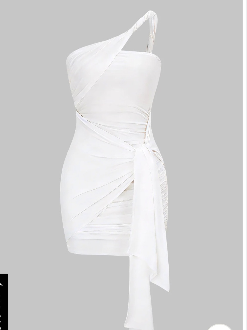 Micas XS Asymmetric One-Shoulder White Draped Mini Dress with Side Sash NWT